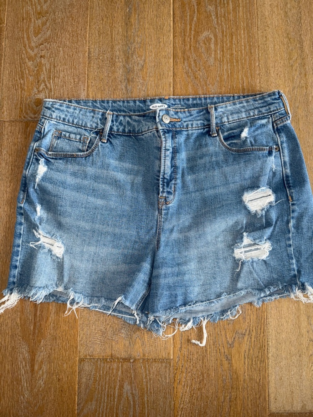 Old Navy Light Blue Distressed Jean Shorts with Frayed Hem